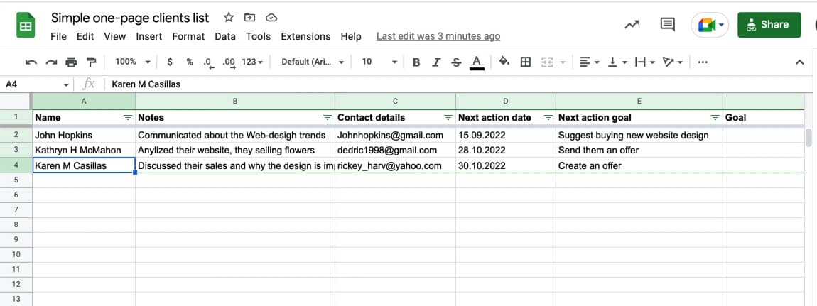 Digitalized CRM in Excel and beyond