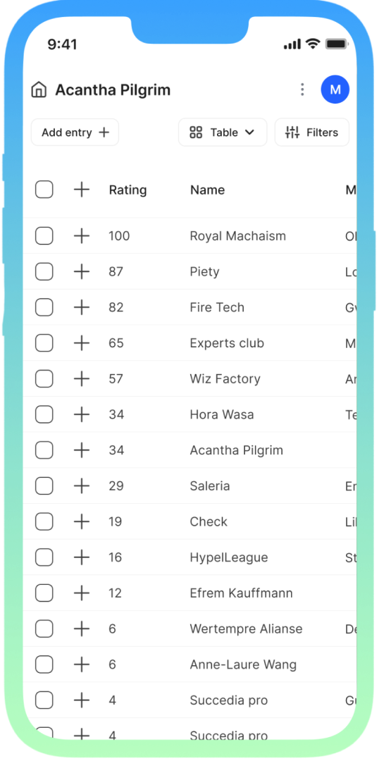 Tables: like in Google Sheets or Excel