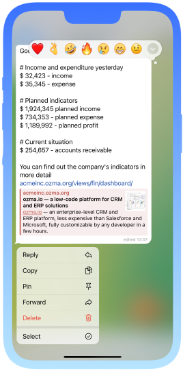 Daily sales reports for the management