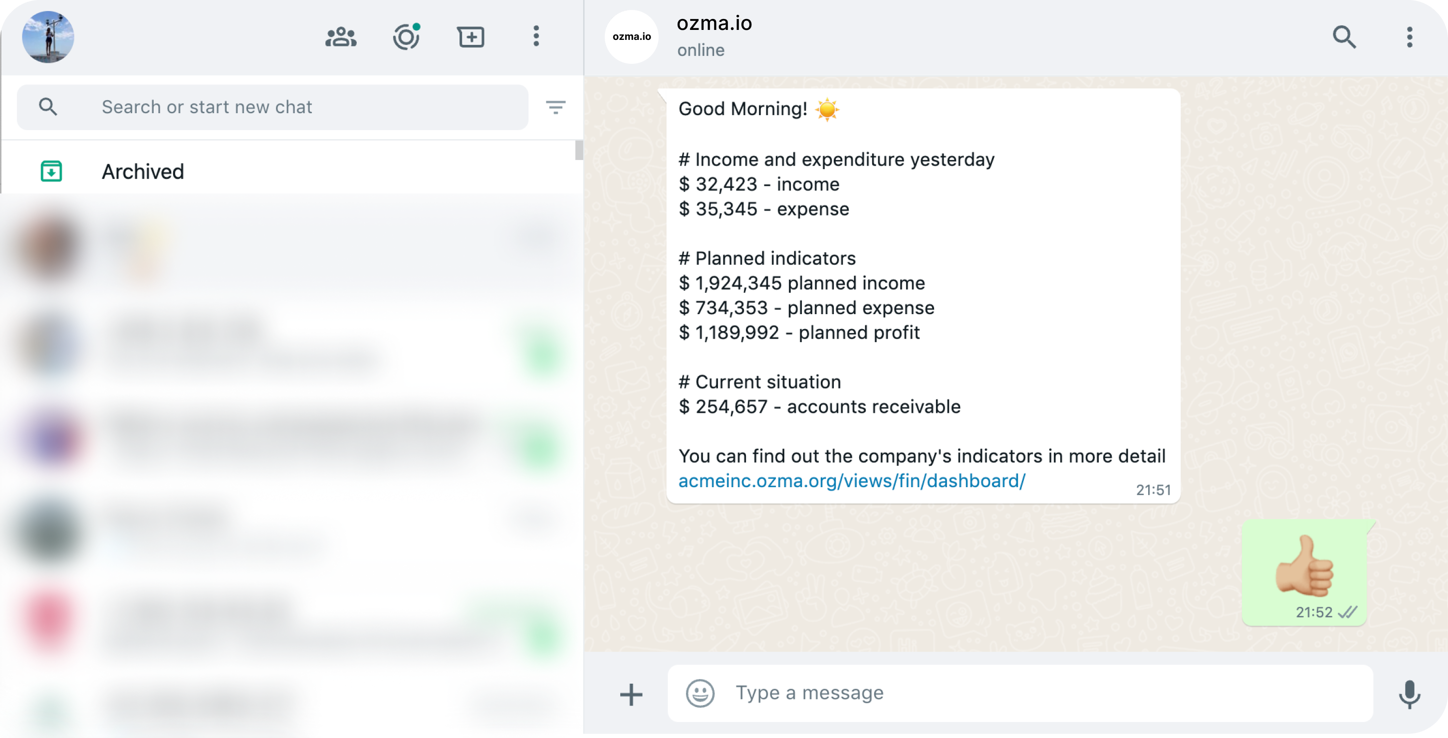 Daily sales reports for the management